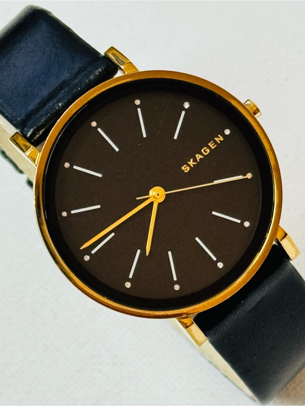Skagen Hald Women's 34mm Watch Gold Black Leather SKW2511